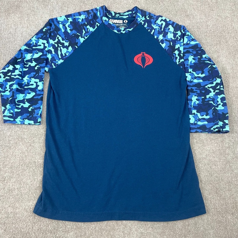 Loot Crate Shirt Mens Small Blue Cobra Logo Camouflage Cotton Raglan Sleeve